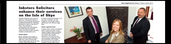 West Highland Free Press Feature on Inksters Solicitors